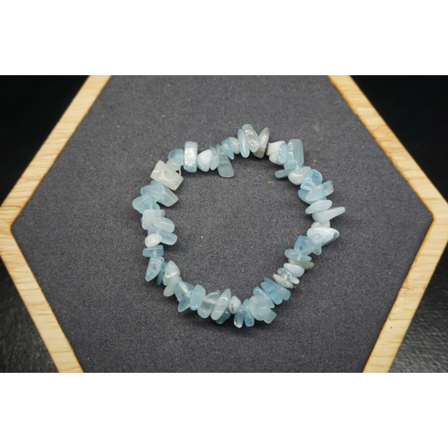 Bracelet Chips Aigue Marine Lot de 10 Bracelet Chips Aigue Marine Lot de 10
