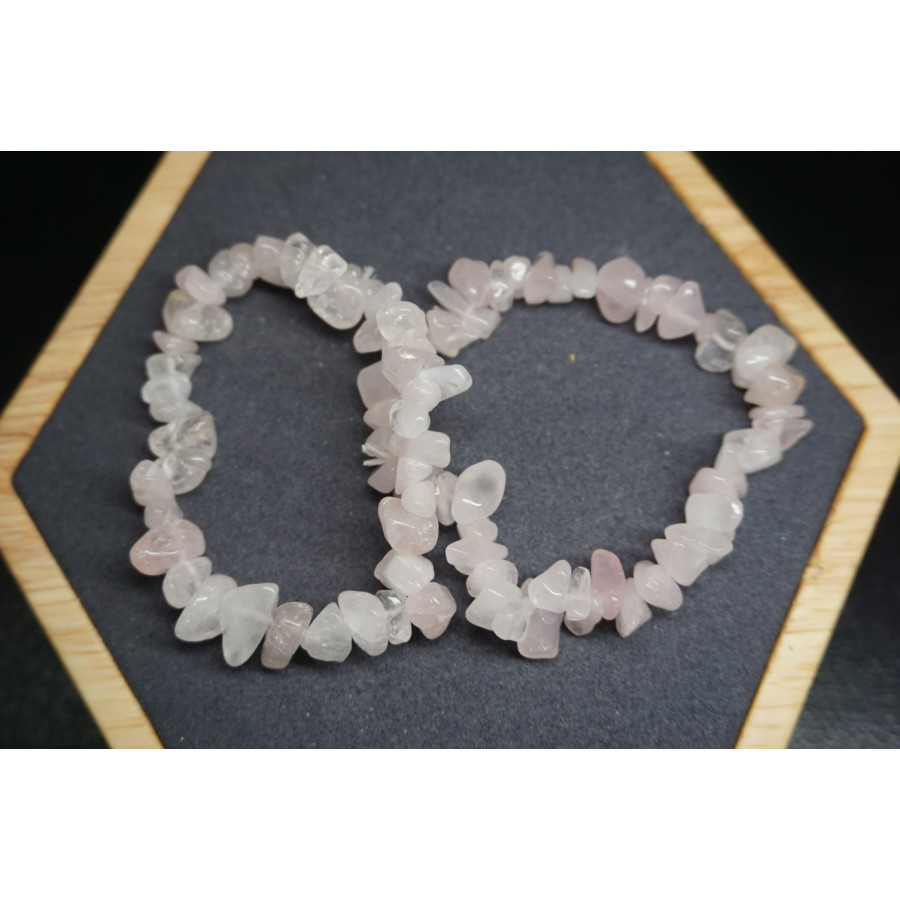 Bracelet Chips Quartz Rose Lot de 10