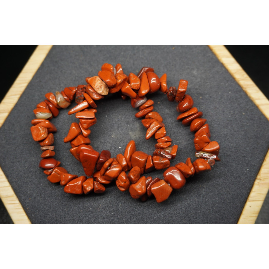 Bracelet Chips Jaspe Rouge Lot de 10