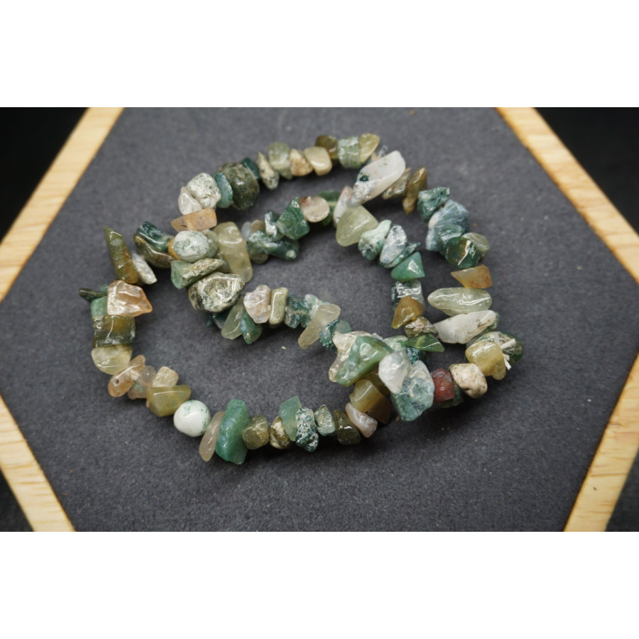 Bracelet Chips Agate Mousse Lot de 10