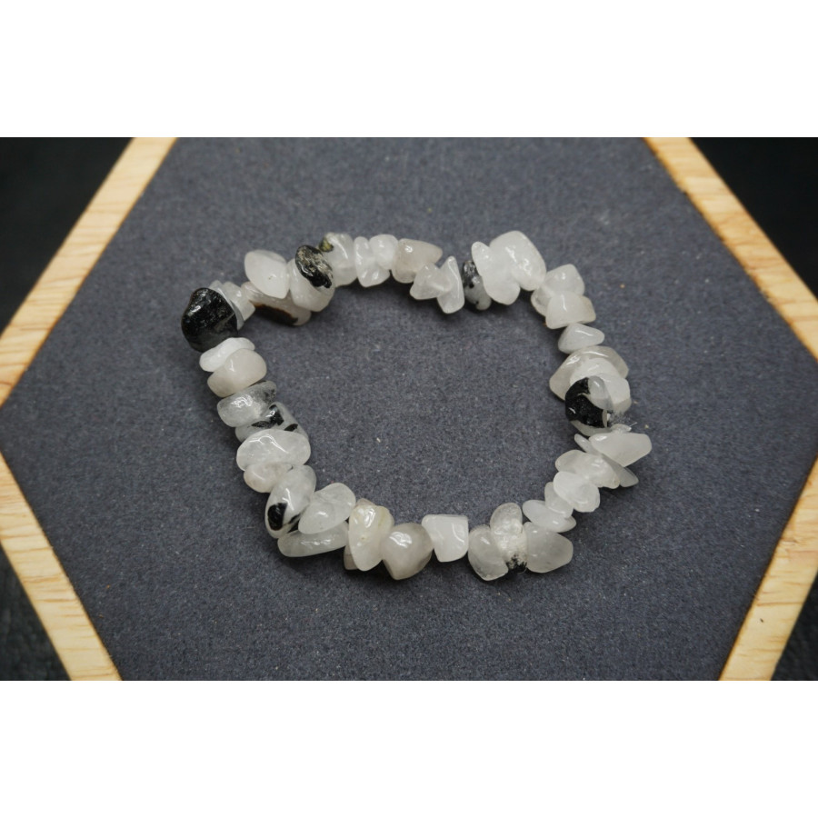 Bracelet Chips Quartz Tourmaline Lot de 10 Bracelet Chips Quartz Tourmaline Lot de 10