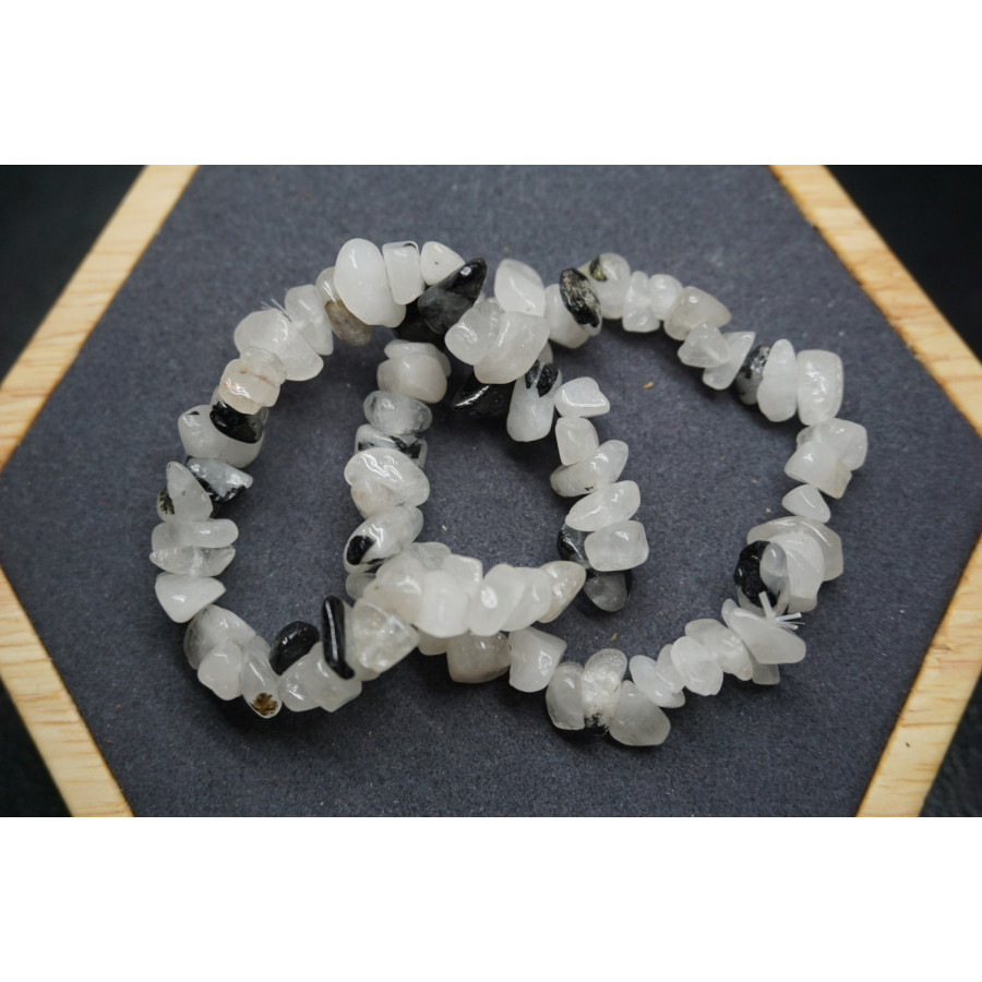 Bracelet Chips Quartz Tourmaline Lot de 10