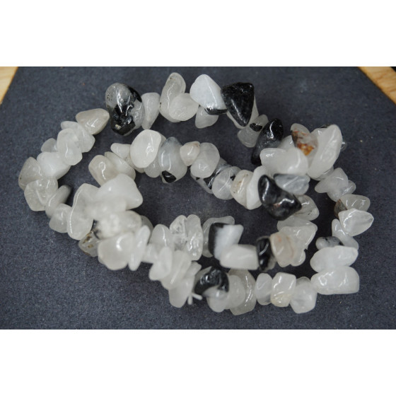 Bracelet Chips Quartz Tourmaline Lot de 10