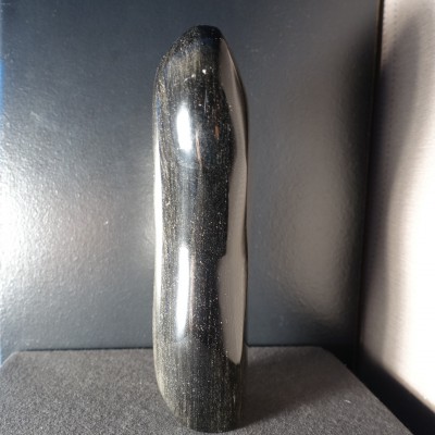20 cm Forme libre obsidienne argenté
