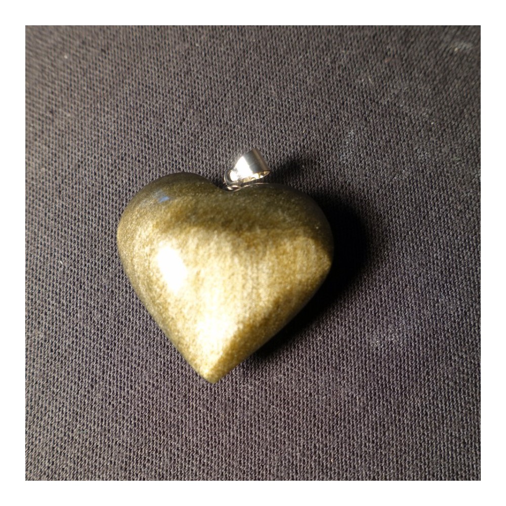 pendentif coeur obsidienne doré