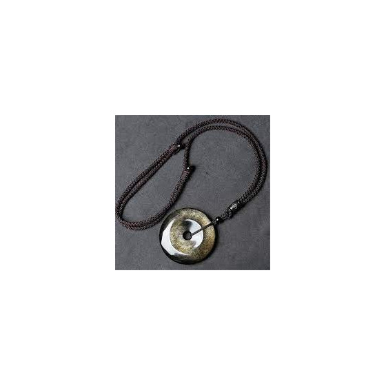 Pendentif Obsidienne Dorée donut