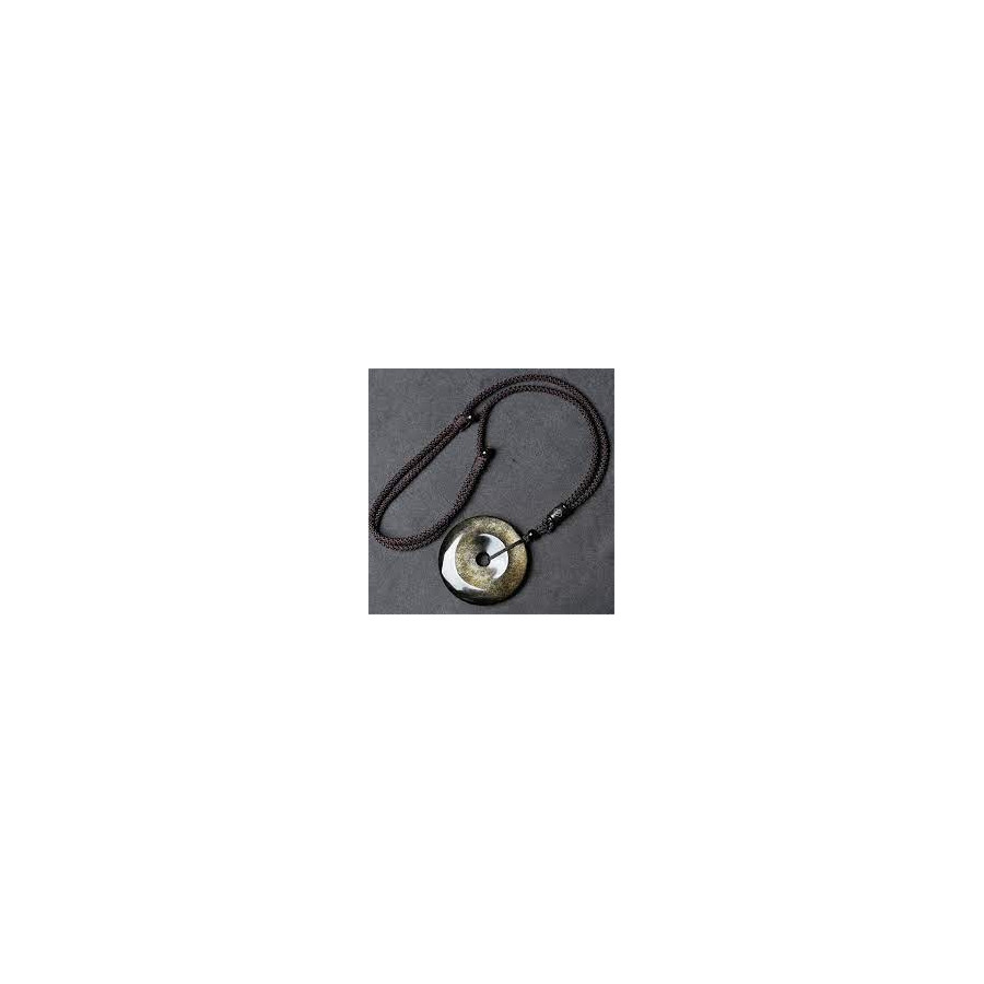 Pendentif Obsidienne Dorée donut Pendentif Obsidienne Dorée donut