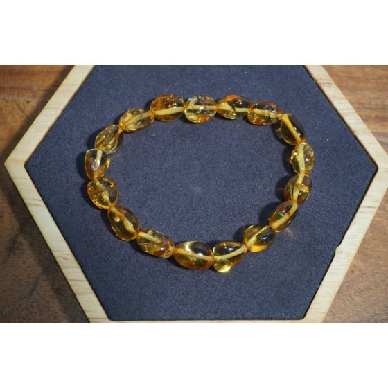Bracelet adulte Ambre Miel Cognac