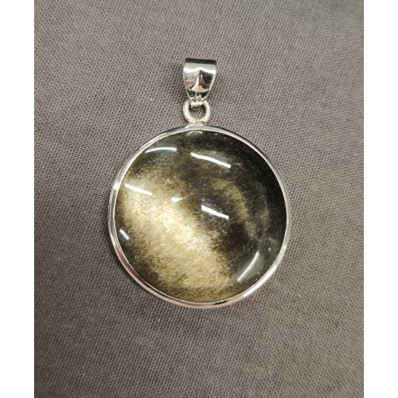 Pendentif obsidienne dorée...