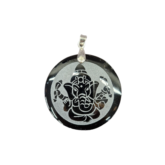 Pendentif Ganesh obsidienne