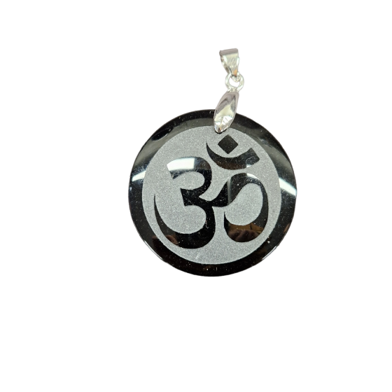 Pendentif Om obsidienne