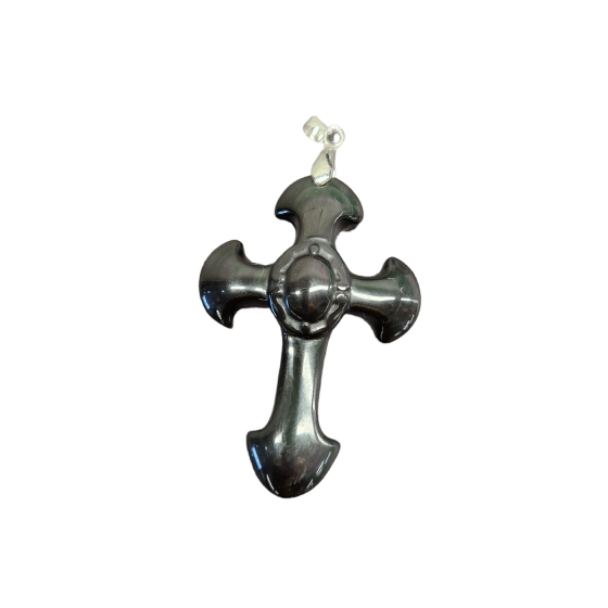 Pendentif croix obsidienne...