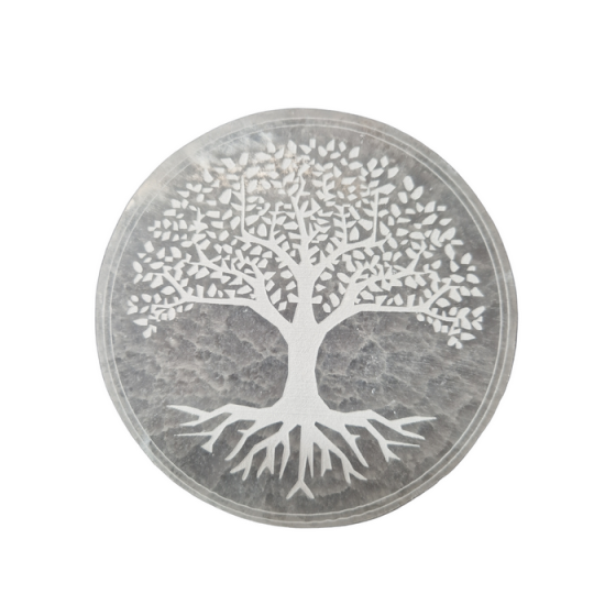 Sélénite Arbre de vie gravée