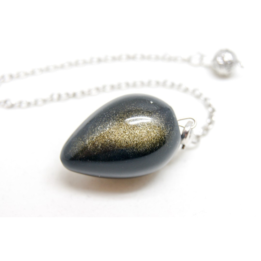 Pendule Oeuf obsidienne dorée
